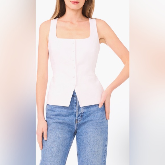 Parker, The Amayah Linen Blend Square Neck Vest in Light Pink. New.Tags removed - Picture 3 of 6